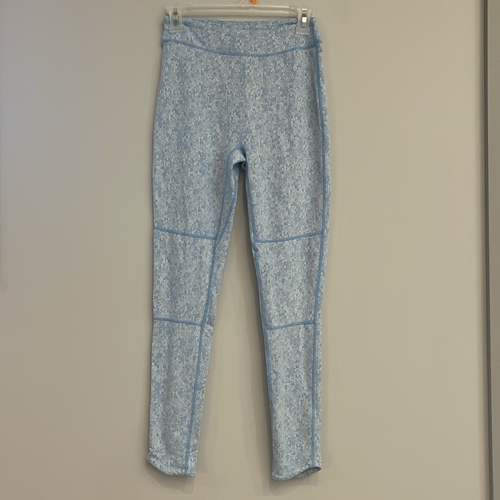 Gymshark Fleur Textured Leggings Malibu Blue Marl Medium High Rise Pilates yoga - Picture 4 of 11